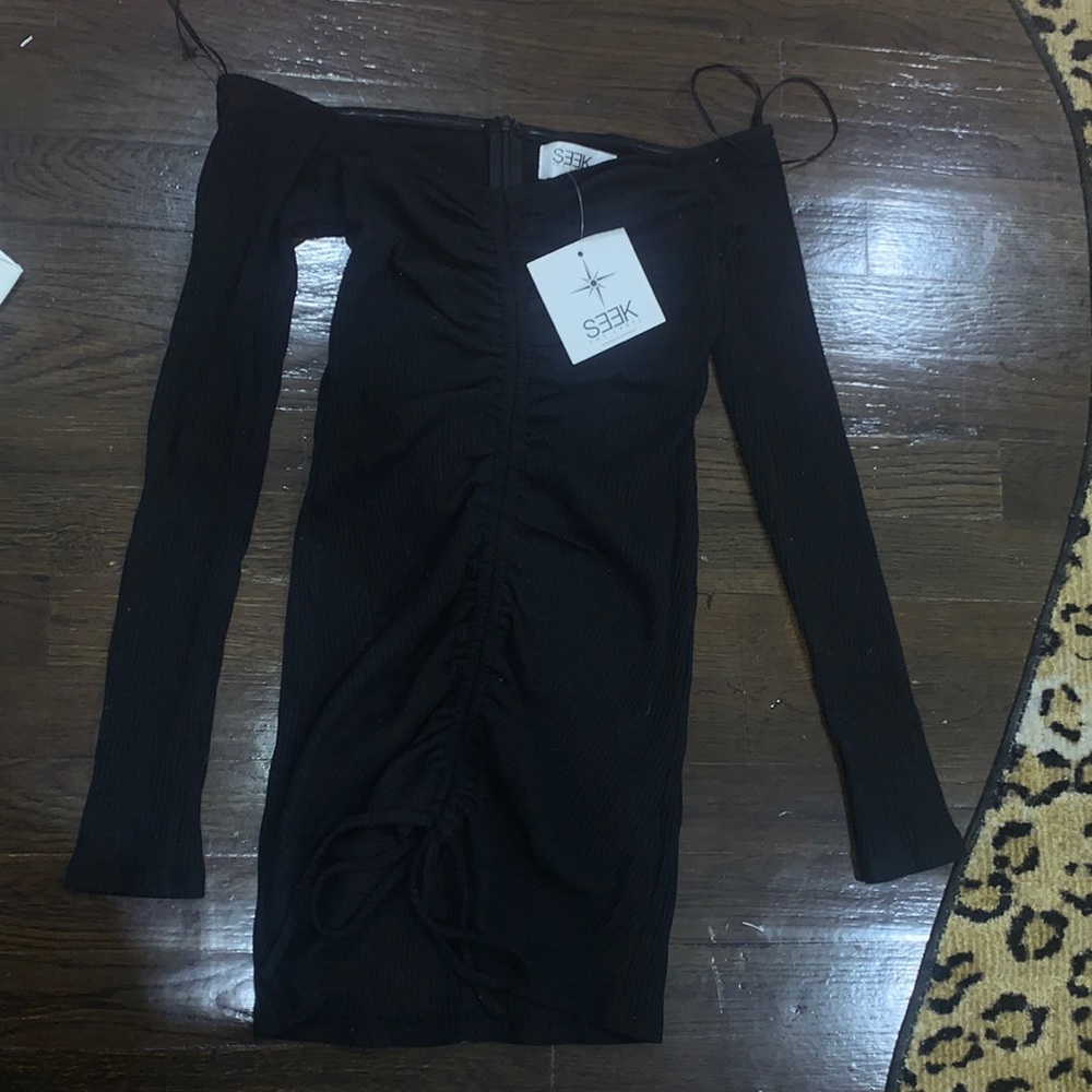 Off the shoulder ruched LBD